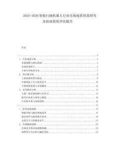 2025-2030智能掃地機(jī)器人行業(yè)市場(chǎng)現(xiàn)狀供需研究及創(chuàng)業(yè)投資評(píng)估報(bào)告
