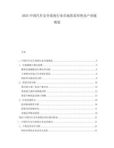 2025中國汽車安全系統行業市場供需形勢及產業鏈規劃