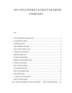 2025中國汽車銷售服務行業市場競爭分析及服務提升規劃研究報告