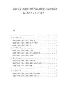 2025雪龍?zhí)枠O地科考量子雷達(dá)研發(fā)行業(yè)市場供需極地環(huán)境潛力分析研究報(bào)告