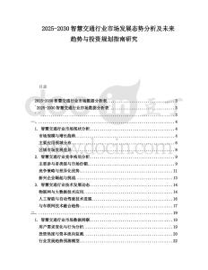 2025-2030智慧交通行業市場發展態勢分析及未來趨勢與投資規劃指南研究