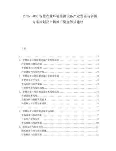 2025-2030智慧農業環境監測設備產業發展與創新方案規劃及市場推廣資金籌措建議