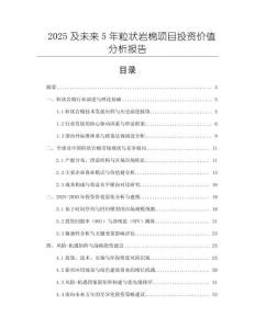 2025及未來5年粒狀巖棉項(xiàng)目投資價(jià)值分析報(bào)告