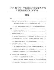 2025及未來5年組合雙頭自動金屬帶鋸床項目投資價值分析報告