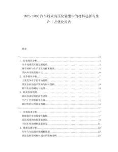 2025-2030汽車線束高壓化轉(zhuǎn)型中的材料選擇與生產(chǎn)工藝優(yōu)化報告