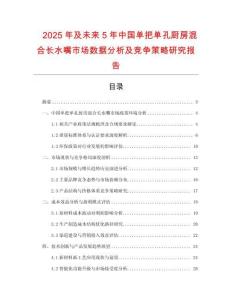 2025年及未來5年中國單把單孔廚房混合長水嘴市場數(shù)據(jù)分析及競爭策略研究報告