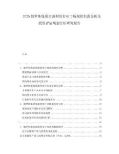2025俄羅斯煤炭資源利用行業(yè)市場現(xiàn)狀供需分析及投資評(píng)估規(guī)劃分析研究報(bào)告