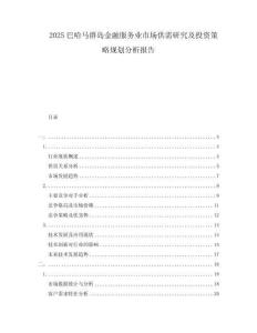 2025巴哈馬群島金融服務業市場供需研究及投資策略規劃分析報告