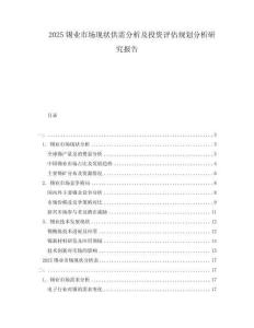 2025錫業市場現狀供需分析及投資評估規劃分析研究報告