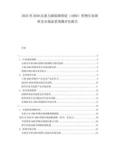 2025至2030注意力缺陷障礙癥（ADHD）藥物行業(yè)調(diào)研及市場(chǎng)前景預(yù)測(cè)評(píng)估報(bào)告
