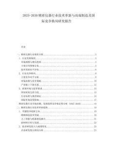 2025-2030精密儀器行業(yè)技術(shù)革新與高端制造及國際競爭格局研究報(bào)告