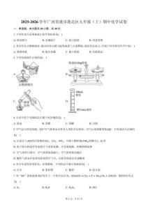 2025-2026學(xué)年廣西貴港市港北區(qū)九年級(jí)（上）期中化學(xué)試卷（含答案）