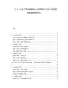 2025-2030半導(dǎo)體材料行業(yè)供需缺口與國產(chǎn)替代投資機會分析報告