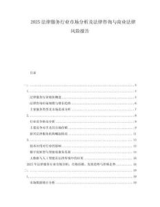 2025法律服務行業市場分析及法律咨詢與商業法律風險報告