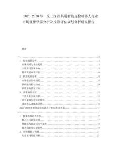 2025-2030舉一反三深諳其道智能巡檢機器人行業市場現狀供需分析及投資評估規劃分析研究報告