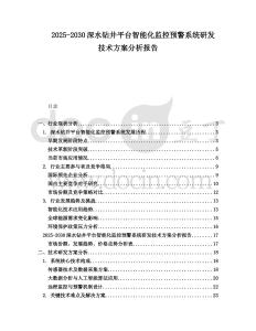 2025-2030深水鉆井平臺智能化監控預警系統研發技術方案分析報告