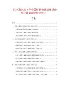 2025及未來5年中國礦粉分選機市場分析及競爭策略研究報告