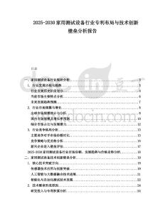 2025-2030家用測試設備行業專利布局與技術創新壁壘分析報告