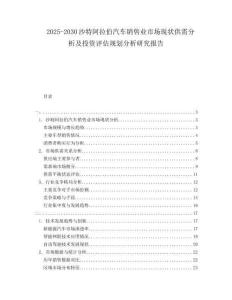 2025-2030沙特阿拉伯汽車(chē)銷(xiāo)售業(yè)市場(chǎng)現(xiàn)狀供需分析及投資評(píng)估規(guī)劃分析研究報(bào)告
