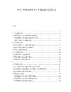 2025-2030金屬成型刀具制造技術(shù)發(fā)展商算