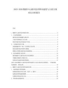2025-2030數據中心液冷技術降本速度與主流方案對比分析報告