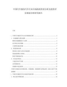 中國(guó)汽車(chē)服務(wù)汽車(chē)行業(yè)市場(chǎng)現(xiàn)狀供需分析及投資評(píng)估規(guī)劃分析研究報(bào)告