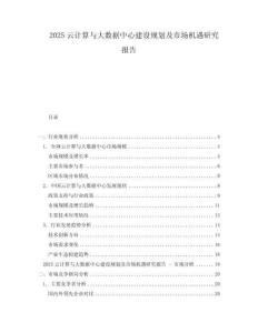 2025云計(jì)算與大數(shù)據(jù)中心建設(shè)規(guī)劃及市場機(jī)遇研究報(bào)告