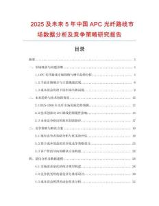 2025及未來5年中國APC光纖路線市場數據分析及競爭策略研究報告