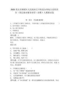 2025重慶市銅梁區人民政府巴川街道辦事處公益性崗位（基層就業服務協管）招聘1人模擬試卷及答案詳解（