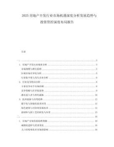 2025房地產(chǎn)開發(fā)行業(yè)市場機遇深度分析發(fā)展趨勢與投資管控深度布局報告