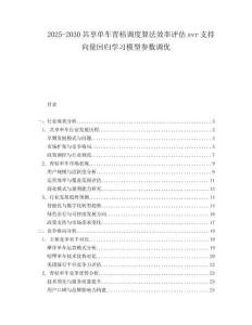 2025-2030共享單車青桔調度算法效率評估svr支持向量回歸學習模型參數調優(yōu)