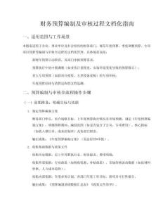 財務預算編制及審核過程文檔化指南