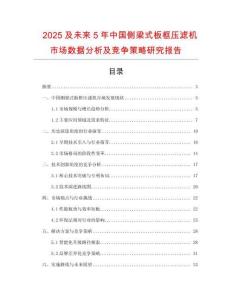 2025及未來5年中國側梁式板框壓濾機市場數據分析及競爭策略研究報告