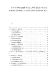2025-2030國際貿(mào)易實務(wù)進出口貿(mào)易進出口商品監(jiān)管條件價格監(jiān)測外匯風險管理創(chuàng)新業(yè)務(wù)分析研究報告