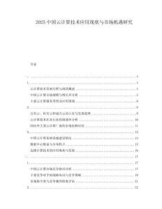2025中國云計算技術(shù)應(yīng)用現(xiàn)狀與市場機(jī)遇研究