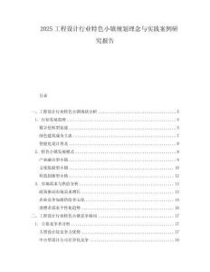 2025工程設計行業特色小鎮規劃理念與實踐案例研究報告