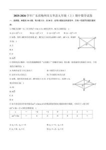 廣東省梅州市五華縣2025-2026學年九年級上學期期中數學試卷（含答案）