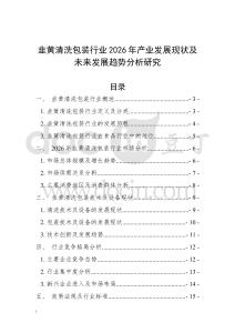 韭黃清洗包裝行業(yè)2026年產(chǎn)業(yè)發(fā)展現(xiàn)狀及未來發(fā)展趨勢(shì)分析研究