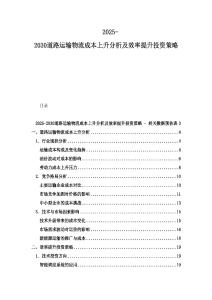 2025-2030道路運(yùn)輸物流成本上升分析及效率提升投資策略