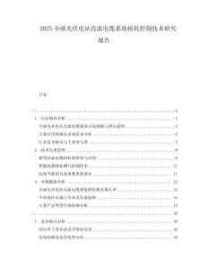 2025全球光伏電站直流電纜系統損耗控制技術研究報告