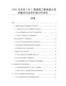 2025及未來5年7-氨基脫乙酰氧基頭孢烷酸項目投資價值分析報告