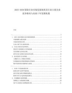 2025-2030保險行業市場發展現狀及行業主要企業競爭格局與未來十年發展機遇