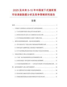 2025及未來(lái)5-10年中國(guó)液下式渣漿泵市場(chǎng)調(diào)查數(shù)據(jù)分析及競(jìng)爭(zhēng)策略研究報(bào)告