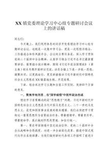 鎮(zhèn)黨委理論學(xué)習(xí)中心組專題研討會(huì)議上的講話稿