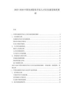 2025-2030中國光刻膠化學(xué)品人才隊伍建設(shè)現(xiàn)狀調(diào)研
