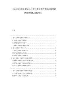 2025家電行業智能化轉型技術突破消費需求投資評估規劃分析研究報告