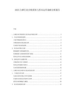 2025白酒行业并购重组与资本运作战略分析报告