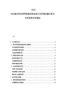 2025-2030城市供水管網智能巡檢設備行業供需問題分析及水務投資評估規劃