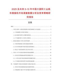 2025及未來5-10年中國大面積工業帆布熔接機市場調查數據分析及競爭策略研究報告