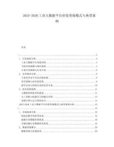 2025-2030工業大數據平臺價值變現模式與典型案例